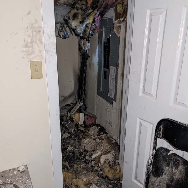 Smoke and soot removal followed by home reconstruction after fire damage