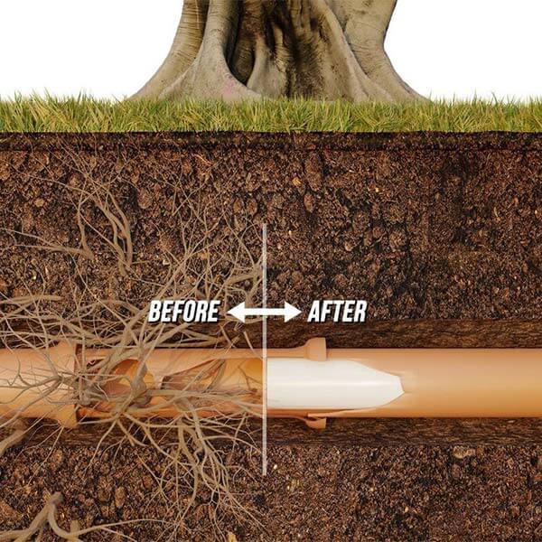 No-dig trenchless sewer repair for residential property line replacement