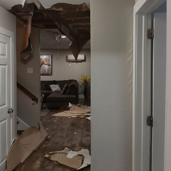 Water leaking through ceiling into living area